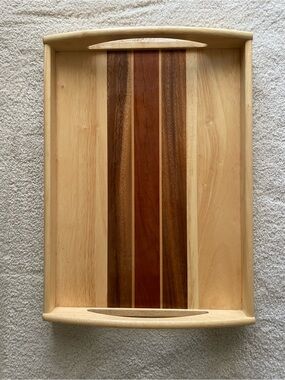 Handcrafted Multi-Wood Serving Tray - Two Tone